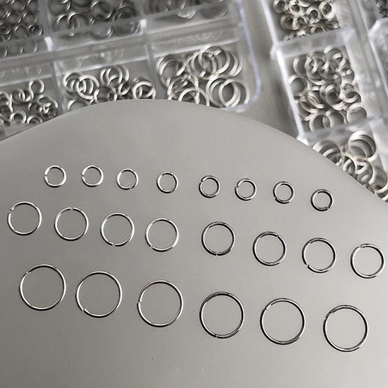6 Grids Mix Punk Piercing Perforable Round Circle Ring White K Gun Black Alloy Nail Decorations Manicure Charms