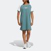 Adidas Originals Color Block Logo Casual Sport Simple Spliced Round Neck Short Sleeve Dress Women dress Dark-Green H49566