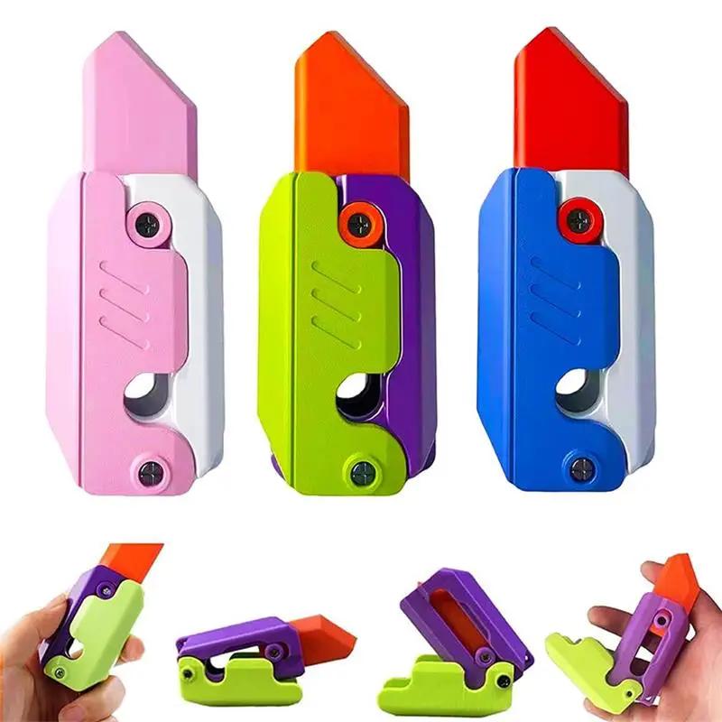 1pc 3d Printing Gravity Knife Toy Cub Jumping Small Radish Knife Fidget Toys Decompression Push Card Small Carrot Knife Unzip