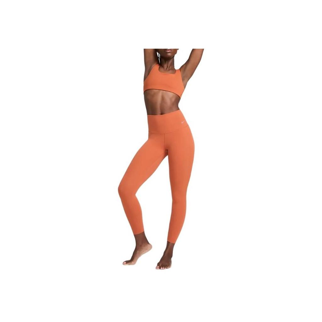 Nike Logo Print Slim Fit Solid Color Sports Long Pants Women Bottoms Sunrise-Red DQ6016-825