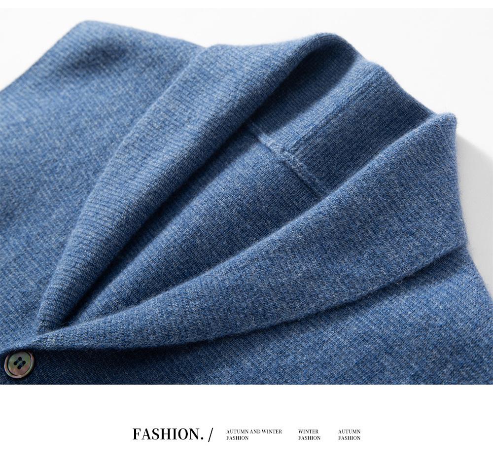 Men's Blue & Green Cashmere Vest: Button-Up Sleeveless Cardigan with Business Lapel, Casual Layering, Four-Way Stretch.