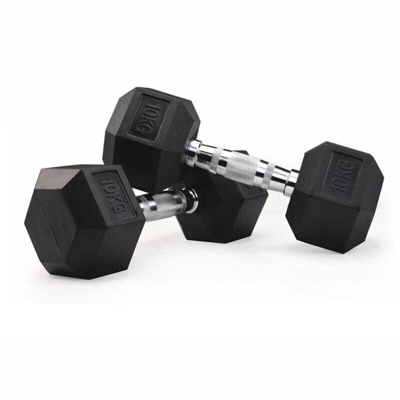 Xilu Rubber-Coated Hex Dumbbell Set with Rack