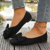 Fashion 2025 Summer New Shallow Flat European and American Single Shoes Women's Plus Size Bow Square Toe