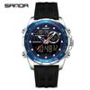 Sanda 6318 Men's Multi-Function Outdoor Sports Watch with Three-City Time, Countdown, and Waterproof Features