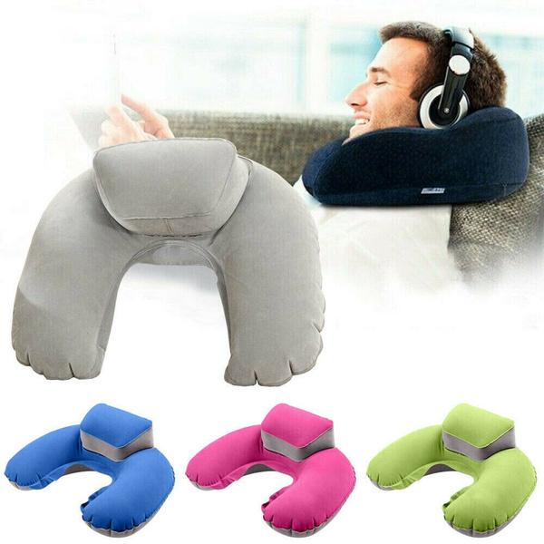 Inflatable U-Shaped Travel Neck Pillow with Cushioned Support