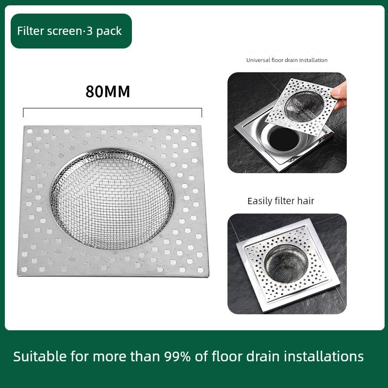 Filtro de Drenaje de Piso Cuadrado de Acero Inoxidable Alemán para Baño, Filtro Universal Antiatascos para Cabello