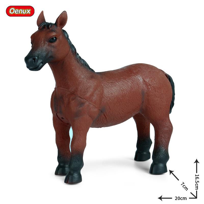 Oenux Soft Cotton Farm Animals Cow Horse Pig Hen Cat Dog Model Action Figures Wild Lizard Donkey Koala Educational Kids Toy Gift