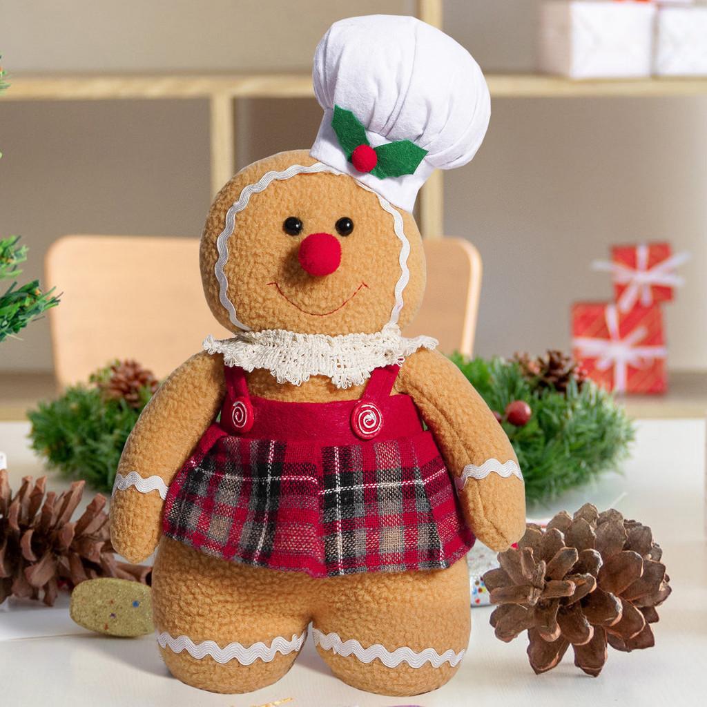 Adorable 2024 Christmas Gingerbread Man Doll Decorative Figure For Festive Holiday Decor