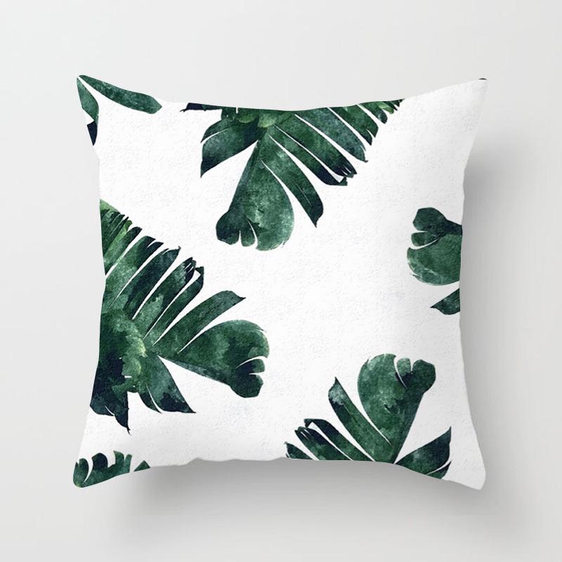 New Tropical Plant Fashionable Leaves Rainforest Pillow Case Cushion Cover Peach Leather Velvet Digital