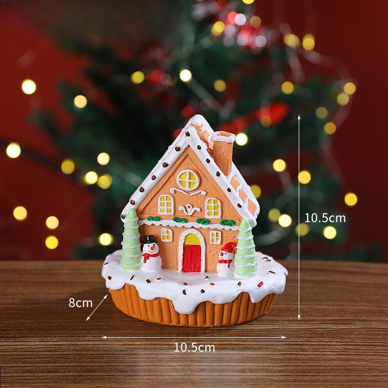 Christmas Snow House Display Store Dessert Table Window Miniature Landscape Decoration Prop Gingerbread House Christmas Gift