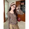 Women's Slim-Fit Striped Long-Sleeve Tee for Autumn/Winter - Versatile Layering Top