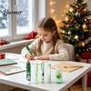 Holiday Writing Pens with Accessories 6PCS Christmas Stationery Set for Students, Cute Patterns Print Sets Kids Practical School Supplies, Smooth
