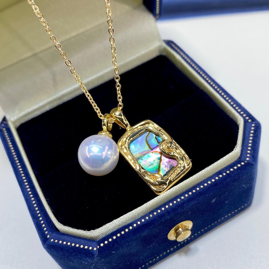 Originální přívěsek z přírodní sladkovodní perly, 18karátové zlato, abalonová perleťová skořápka, náhrdelník lásky, módní a všestranný pro ženy