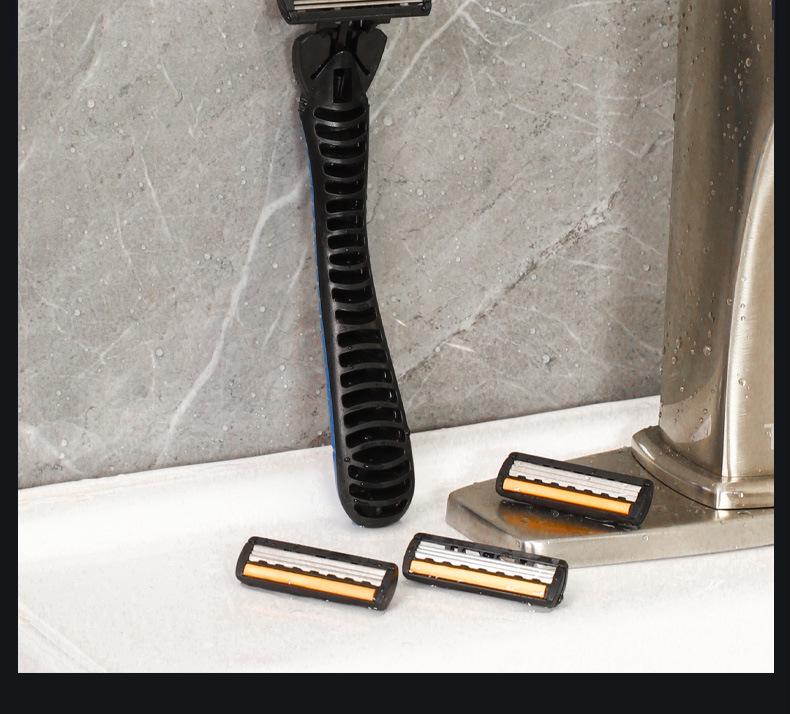 Stainless Steel Triple Blade Manual Shaving Razor for Men - 21 Blades