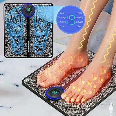 EMS Pulzní Masážer Nohy 8 Režimů 19 Úrovní USB Nabíjení Masážní Podložka na Chodidla pro Stimulaci Svalů Nohy Relaxace