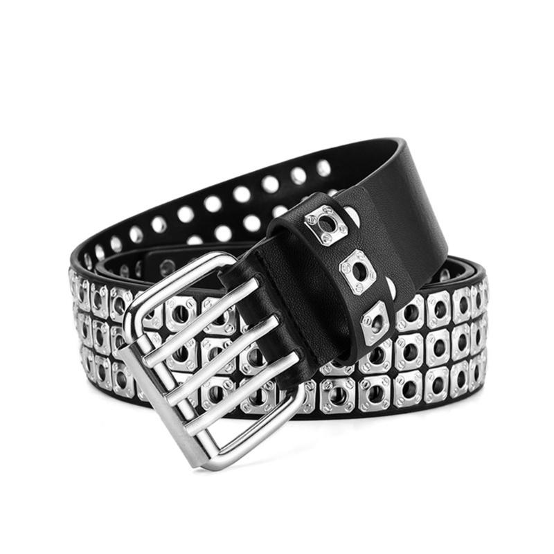 Women Adjustable Waist Belt Black Color Belt All-match Coat Dress Men Harajuku Formal Waistband with Pin Hole Decor