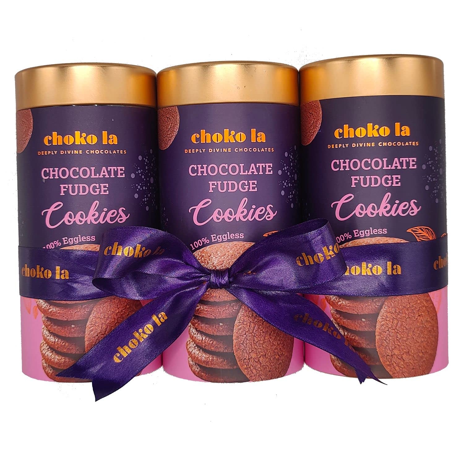 Choko La Fudge Cookies Pack of 3 - Premium Eggless Chocolate Cookies | Rich Fudgy Baked Delight with Cocoa & Butter | Gourmet Festive Gift