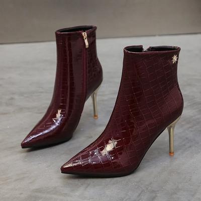 Summer Fashionable Pointed Toe Thin Heel Front Zipper New Short Boots Sexy Elegant High Heels Shoes for Women Chaussure Femme