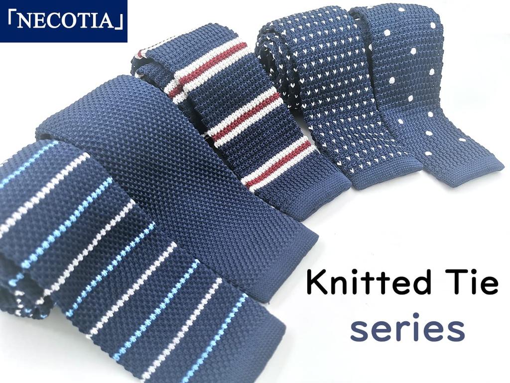 [NECOTIA] Amazon Exclusive Brand Knit Tie for Men - Cool Biz, Striped, Formal, Casual, Stylish (B)