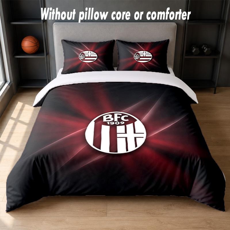 Bologna FC Design Bed Bedding Set 1 Duvet Cover + 2 Pillowcases Soft Breathable Household Bed Linens