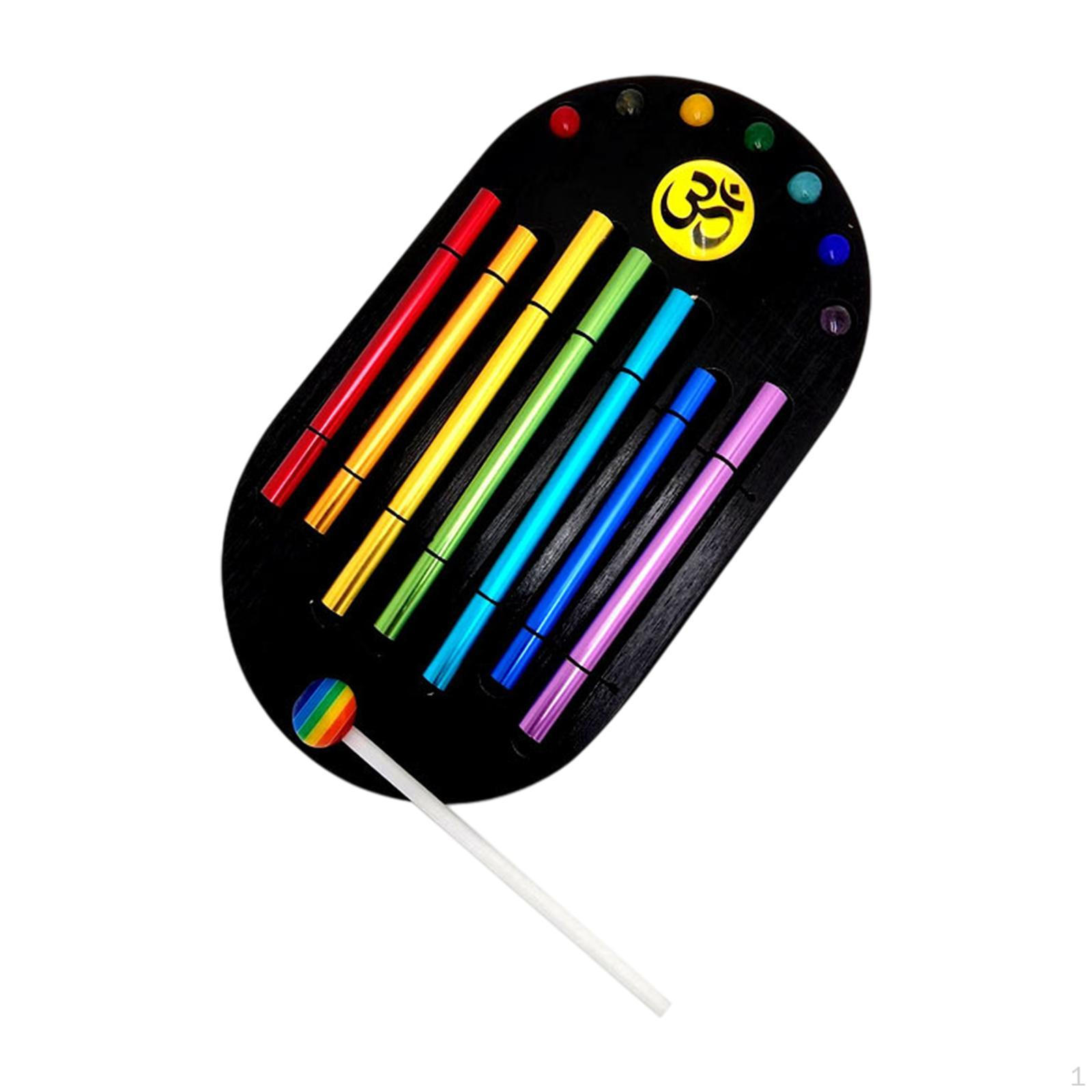 

7-нотный ручной колокольчик для медитации, легкий, многоцелевой, портативный, с молоточком, музыкальный инструмент Black