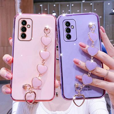 Mode Liebe Herz Armband Kette Plating Telefon Fall für Samsung Galaxy A54 M13 A14 A04E 4G 5G Abdeckung weiche Silikon Galvanisierte Tpu Zurück Fällen