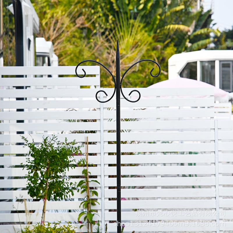 Cross-Border Iron Shepherd's Hook Double Garden Lamp and Plant Holder
