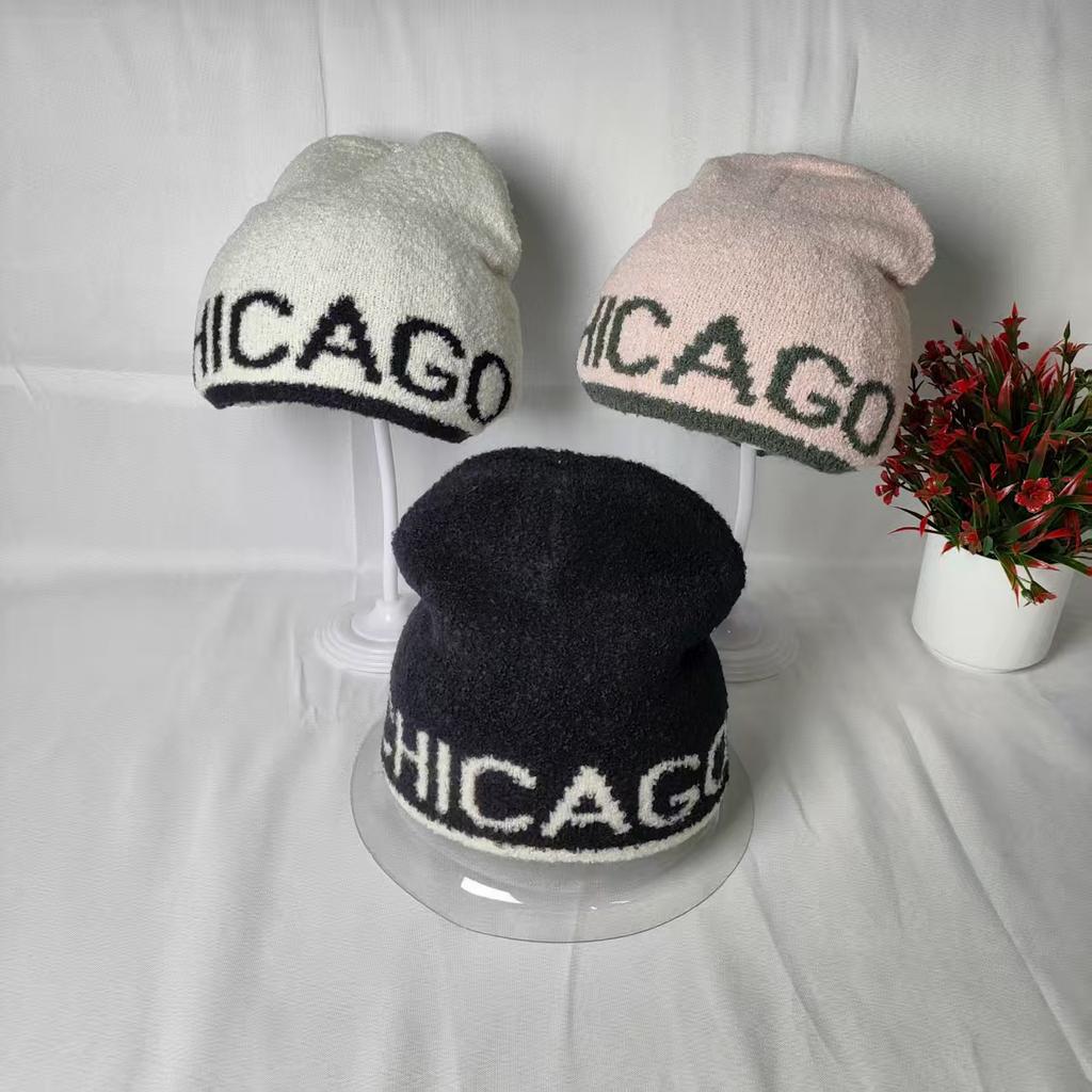 Knitted Hat Women's Autumn and Winter Warm Bag Head Cold Hat Versatile Street Trendy Brand Wool Hat Concave Shape Shows Small Face