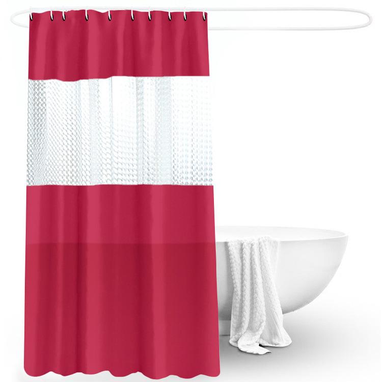 

Сплошной цвет, утолщенная полупроницаемая водонепроницаемая занавеска для душа PEVA, занавеска для душа в ванной комнате, перегородка для ванной комнаты, занавеска для душа 180*200 вино красного