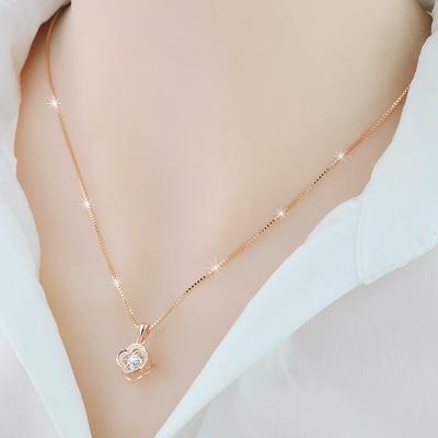 925 Silver Clover Necklace Women's Gold Rose Gold Clavicle Chain Silver Pendant