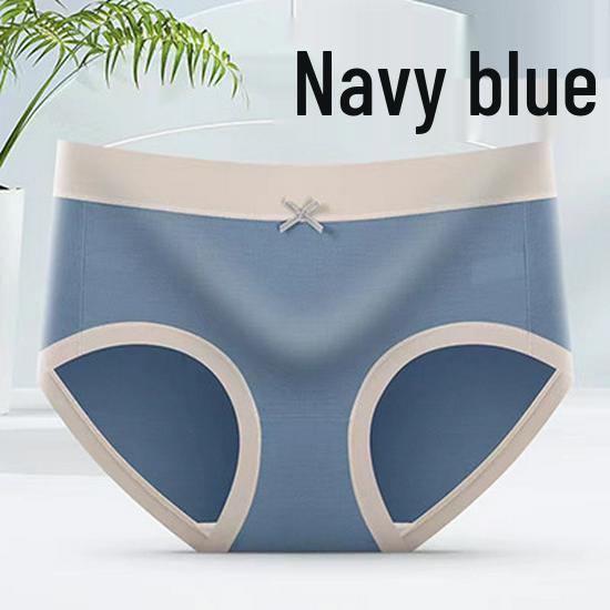 Japanese Style Soft Modal Cotton Mid-Waist Antibacterial Color Block Triangle Panties for Girls