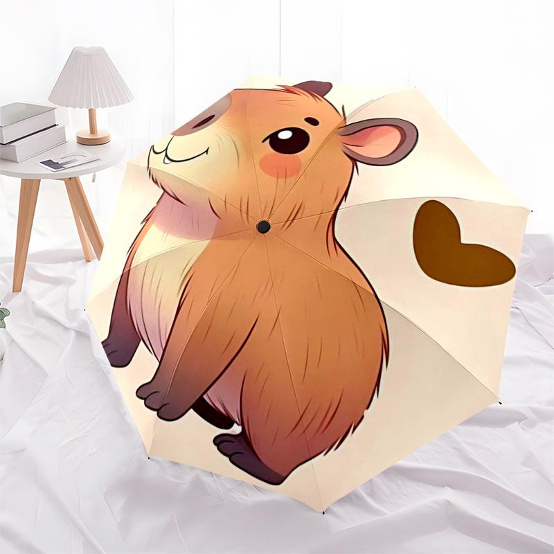Capybara Themed Travel Umbrella-8 Ribs Automatic Opening and Closing, Portable Folding Design, Compact and Stylish Umbrella Suitable for Out