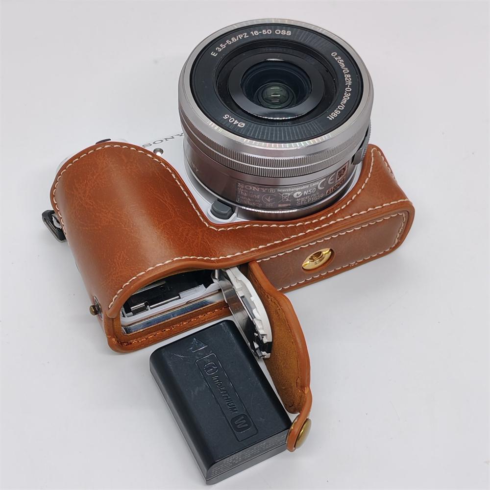 PU Leather Camera Half Case for Sony A5000 A5100 Battery Opening Bottom Cover