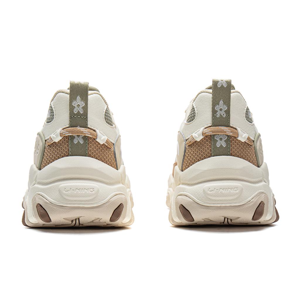 Li Ning Cat Paw Lite3 Slip Resistant, Abrasion Resistant, Breathable, Lightweight Low top Chunky Sneakers Women's Ecru AGCW004-1