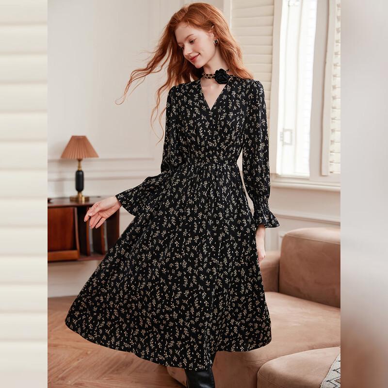 

Bailuyu V-Neck Retro Floral A-Line Midi Dress M