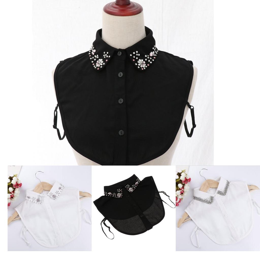 Chiffon Fake Detachable Collar Pin White Half Blouse Shirt False Collar for Women Elegant Outfit