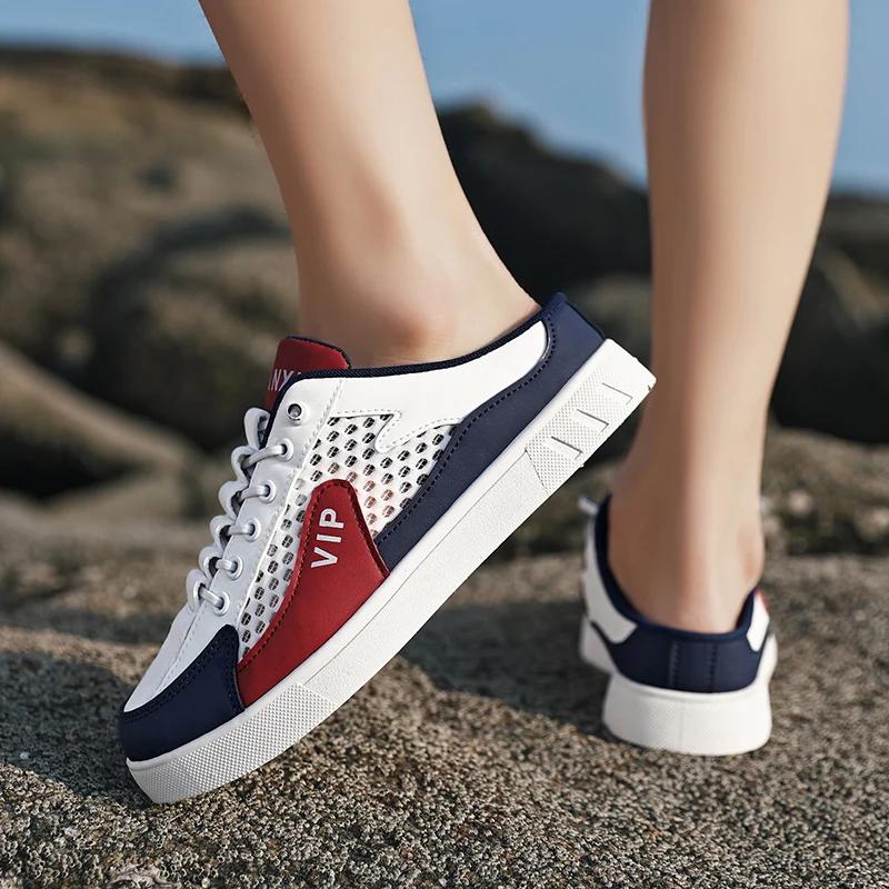 Summer Men Half Slippers Comfortable Walking Sneakers Breathable Lightweight Man Casual Shoes Non-slip Flats Lazy Shoes