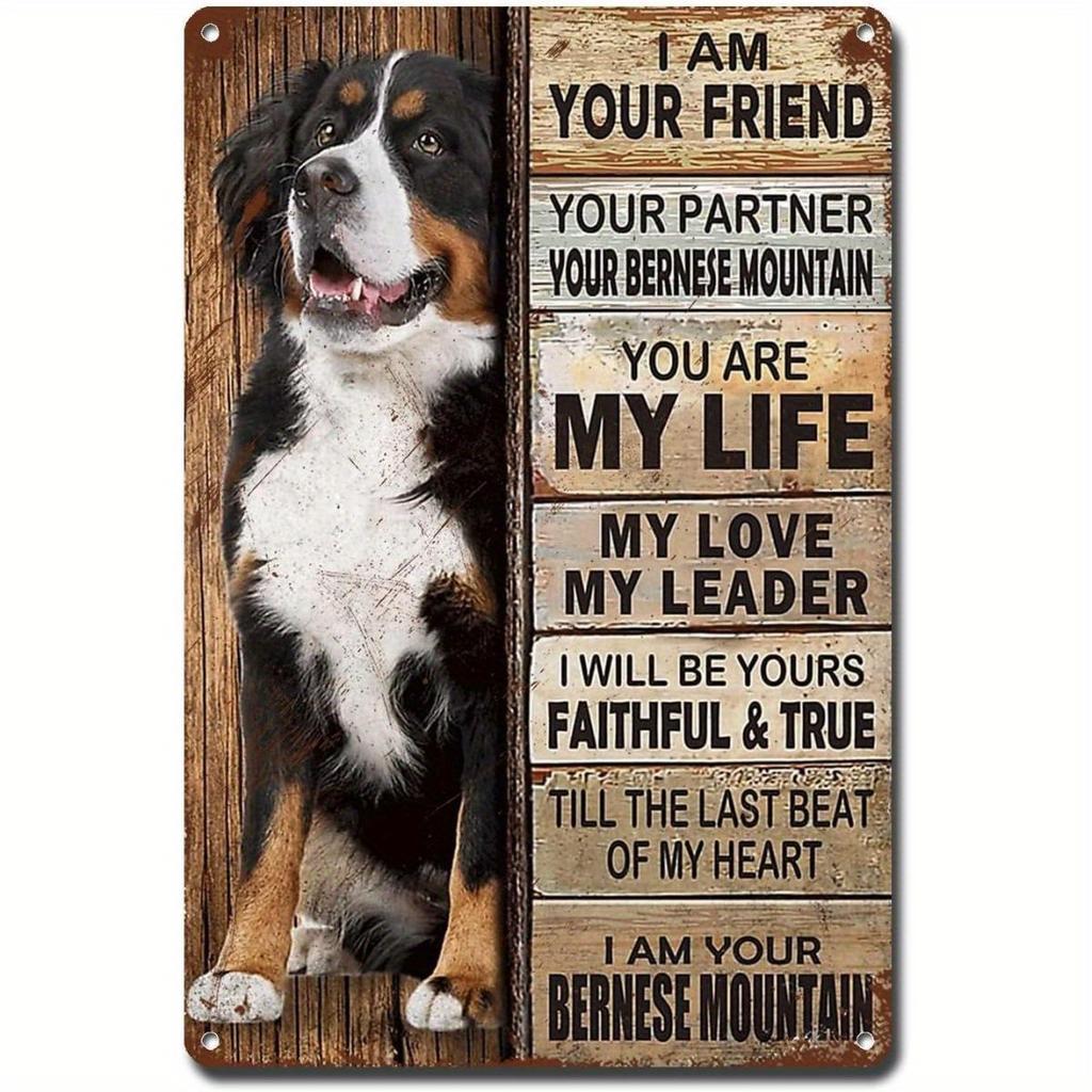 Vintage Dog Sign Vintage Metal Bernese Mountain Sign EasytoHang Iron Plaque for Home Bar and Party Decor