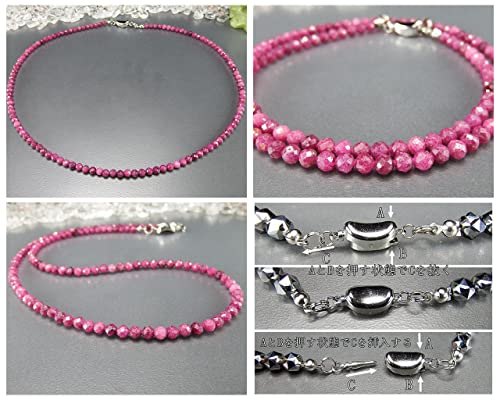 [Stone Street] Natural Ruby Small Stone Necklace, Approx. 4mm, Wire Finish, Stainless Steel Fittings, Queen of Gems