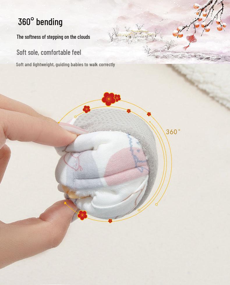 Unisex Winter Fleece-Lined Baby Shoes, Soft Sole, Warm for Newborns 0-1 Year, Thickened, 9 Months+