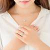 Japanese Style Silver-Plated Aquamarine Zircon Peach Heart Ring for Women - Elegant Light Luxury Engagement Gem