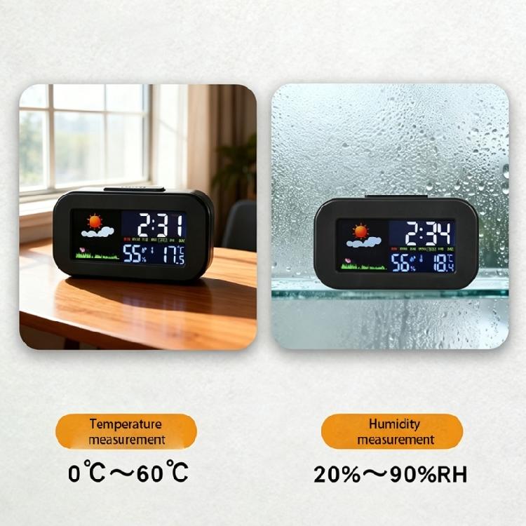 Electronic Weather Clock with Colorful Backlight Simple Design Weather Clock for Indoor Temperature Moisture And Time Display
