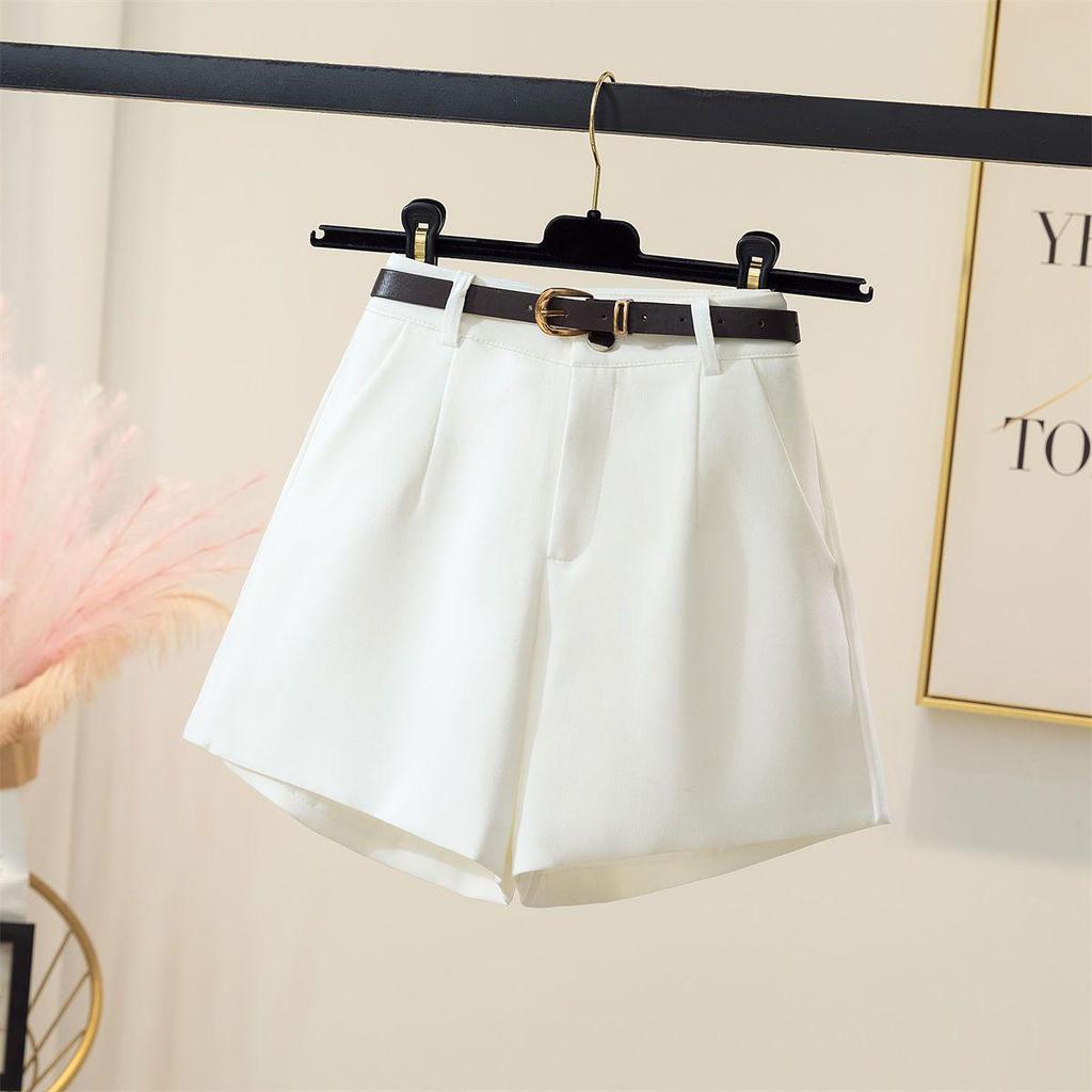 Elegant White High-Waisted Women's A-line Wide-Leg Suit Shorts - Summer 2026 Collection