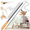 Set of 2 Cat Extendable Wooden 3 Types of Feather Toys and 2 Interchangeable Cat Relieves Lack of Suitable for Multiple Compact 4 Black Elastic Cords