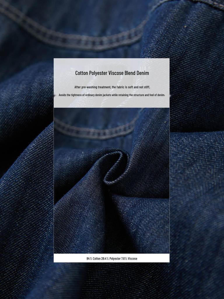 Women's Long Sleeve Denim Blue Shirt Jacket - Spring 2026 Retro British Style with Thickened Lapel