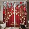 Christmas Star Pendant Print Curtains Multiple Size Living Room Insulation Easy Install Light Blocking Set Of 2 Made Polyester Machine Washable