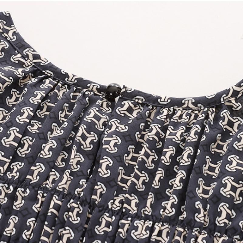 Shop Womens Cube Smoke Banding Long Sleeve Flare Long Dress Navy Cp Wdr 1558