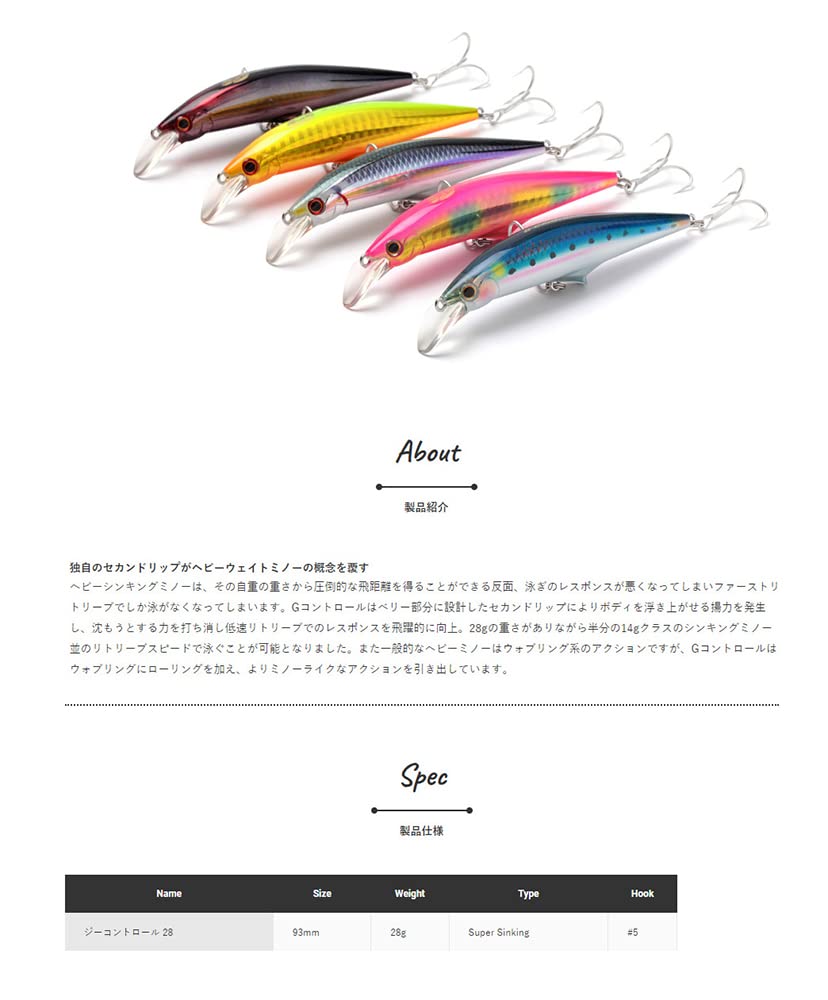 Jackson Minnow G Control 28 93mm 28g Antact CKI Lure