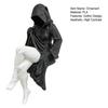 Dark Gothic Queen Sitting Statue, 3D Printed Faceless Lady Figurine in Black Robe for Desktop Shelf Decor, High-Contrast Black And White