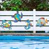 4 Stück Holz Strand Wanddeko Bunte Meeresschildkröte Fisch Krabbe Seepferdchen Außen Skulpturen Meeres-Thema Wandkunst für Garten Zaun Haus Wanddekoration